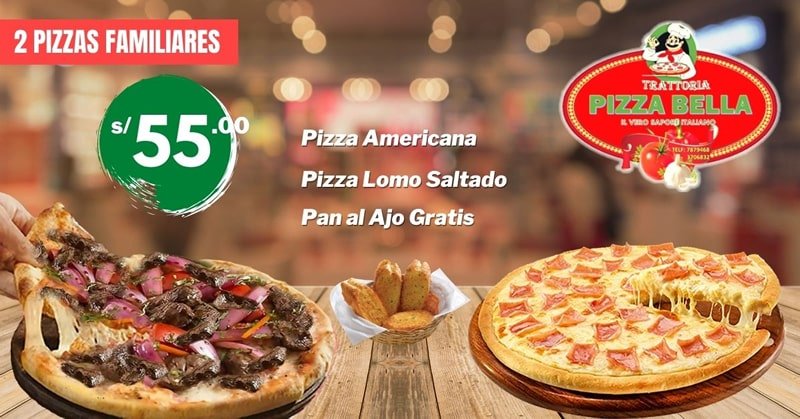 Pizzas Familiares 2 x S/ 55